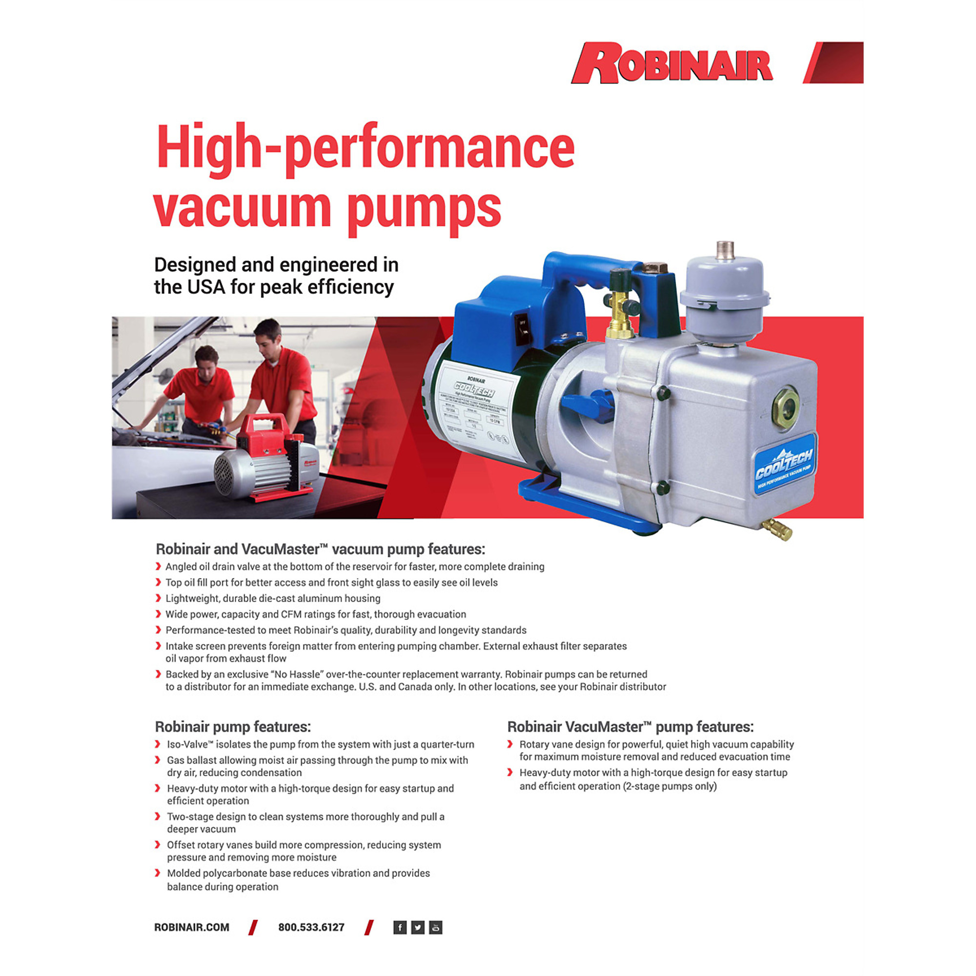 Robinair VacuMaster Vacuum Pump — 5 CFM, 2-Stage, Lightweight Cast Aluminum, Model# ROB15500